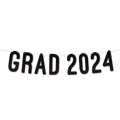 Grad 2024 Graduation Banner,900 Gsm Glitter Banner For University Or College Grad Parties,graduation Celebration Decor(Black) from B&Q