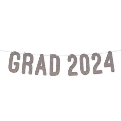 Grad 2024 Graduation Banner,900 Gsm Glitter Banner For University Or College Grad Parties,graduation Celebration Decor(Silver) from B&Q