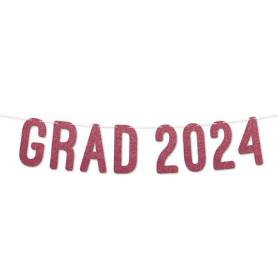 Grad 2024 Graduation Banner,900 Gsm Glitter Banner For University Or College Grad Parties,graduation Celebration Decor(Cerise) from B&Q