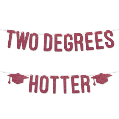 Two Degrees Hotter Graduation Banner,900Gsm Glitter Banner For University Or College Grad Parties,graduation Party Decor(Cerise) from B&Q
