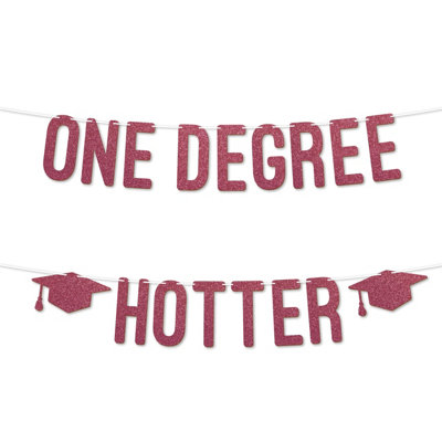 One Degrees Hotter Graduation Banner,900Gsm Glitter Banner For University Or College Grad Parties,graduation Party Decor(Cerise) from B&Q