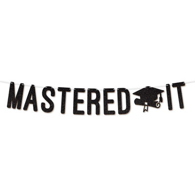 Mastered It Graduation Banner,900 Gsm Glitter Banner For University Or College Grad Parties,graduation Celebration Decor(Black) from B&Q