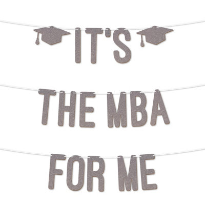  - Its The Mba For Me Graduation Banner,900Gsm Glitter Banner For University Or College Grad Parties,graduation Party Decor(Silver)