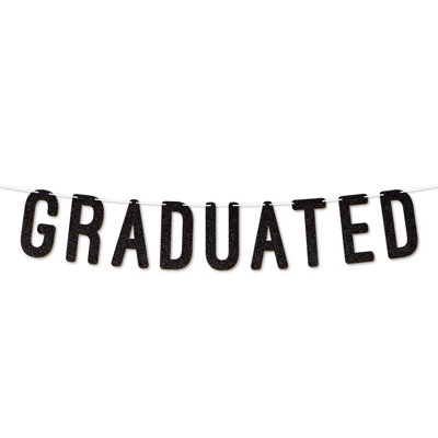 Graduation Banner,graduated900 Gsm Glitter Banner For University Or College Grad Parties,graduation Celebration Decor(Black) from B&Q