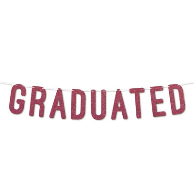 Graduation Banner,graduated900 Gsm Glitter Banner For University Or College Grad Parties,graduation Party Decor(Cerise) from B&Q