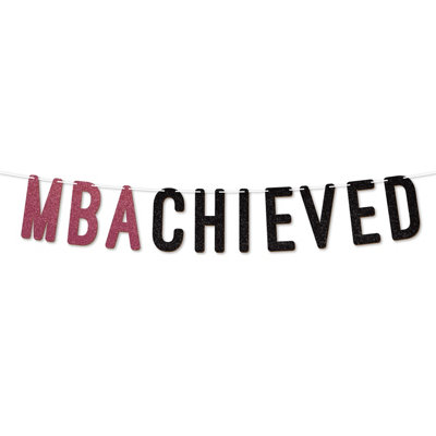  - Graduation Banner,mba Achieved 900Gsm Glitter Banner For University Or College Grad Parties,graduation Party Decor(Black)