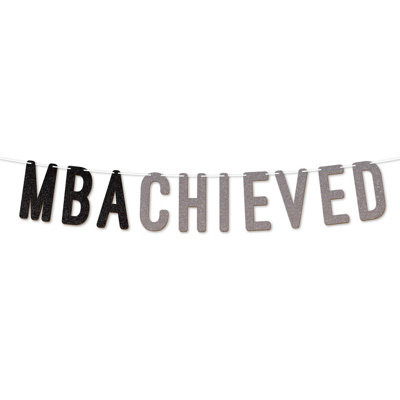  - Graduation Banner,mba Achieved 900Gsm Glitter Banner For University Or College Grad Parties,graduation Party Decor(Silver)