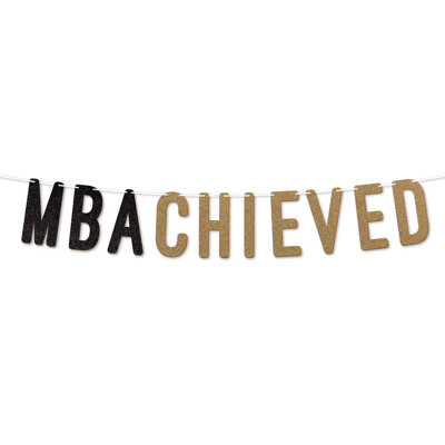  - Graduation Banner,mba Achieved 900Gsm Glitter Banner For University Or College Grad Parties,graduation Party Decor(Gold)