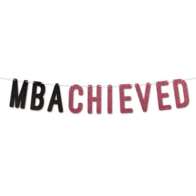  - Graduation Banner,mba Achieved 900Gsm Glitter Banner For University Or College Grad Parties,graduation Party Decor(Cerise)