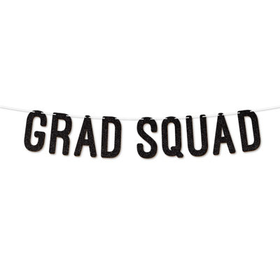 Grad Squad Graduation Banner,900 Gsm Glitter Banner For University Or College Grad Parties,graduation Celebration Decor(Black) from B&Q