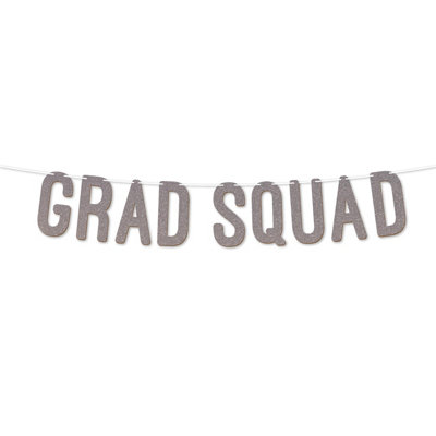 Grad Squad Graduation Banner,900 Gsm Glitter Banner For University Or College Grad Parties,graduation Celebration Decor(Silver) from B&Q