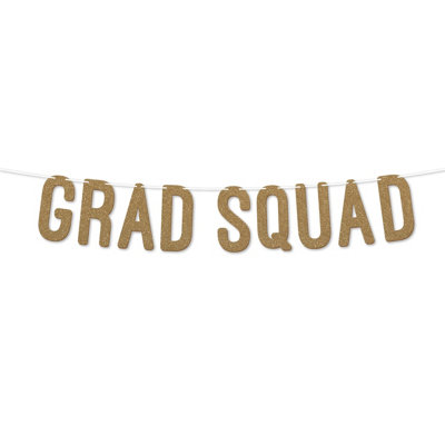 Grad Squad Graduation Banner,900 Gsm Glitter Banner For University Or College Grad Parties,graduation Celebration Decor(Gold) from B&Q