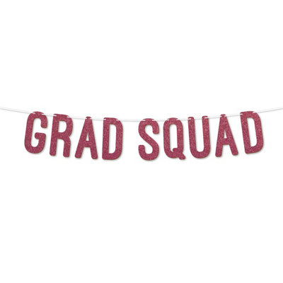 Grad Squad Graduation Banner,900 Gsm Glitter Banner For University Or College Grad Parties,graduation Celebration Decor(Cerise) from B&Q