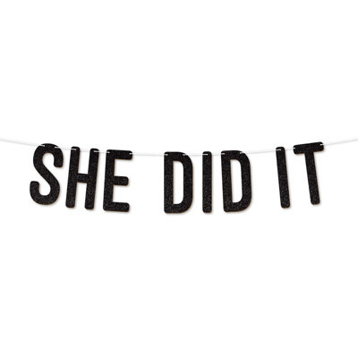 She Did It Graduation Banner,900 Gsm Glitter Banner For University Or College Grad Parties,graduation Celebration Decor(Black) from B&Q