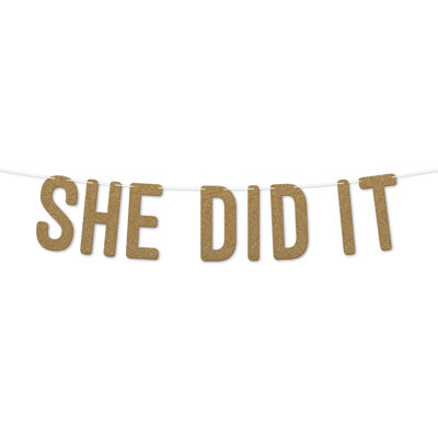 She Did It Graduation Banner,900 Gsm Glitter Banner For University Or College Grad Parties,graduation Celebration Decor(Gold) from B&Q
