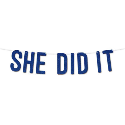 She Did It Graduation Banner,900Gsm Glitter Banner For University Or College Grad Parties,graduation Party Decor(Royal Blue) from B&Q