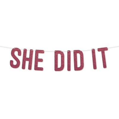 She Did It Graduation Banner,900 Gsm Glitter Banner For University Or College Grad Parties,graduation Celebration Decor(Cerise) from B&Q