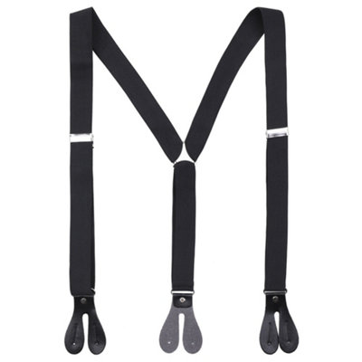 Neel Blue 25mm Men's Elastic Suspenders Y ShapeButton Hole BracesBlack & Silver