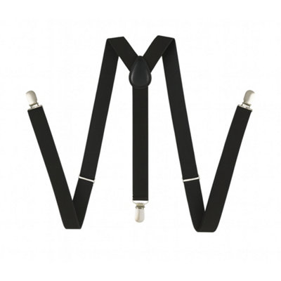 Neel Blue Y Shape Elastic BracesMetal Clips SuspenderBlack