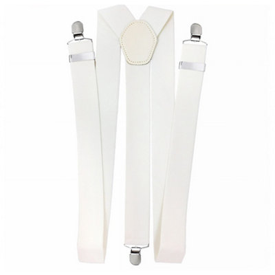 Neel Blue Y Shape Elastic BracesMetal Clips SuspenderIvory