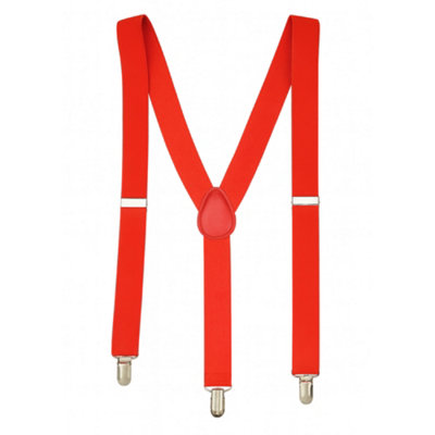 Neel Blue Y Shape Elastic BracesMetal Clips SuspenderRed