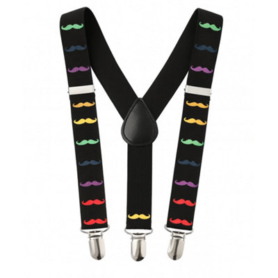 Neel Blue Y Shape Elastic BracesMetal Clips SuspenderMulti Colour