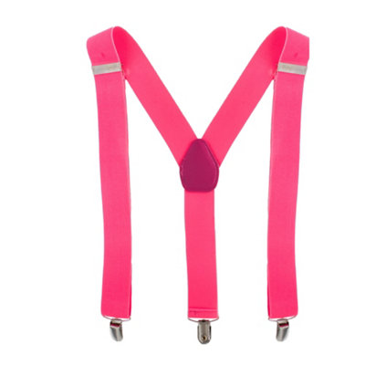 Neel Blue Heavy Duty Men's Suspender BracesClip On BracesNeon Pink
