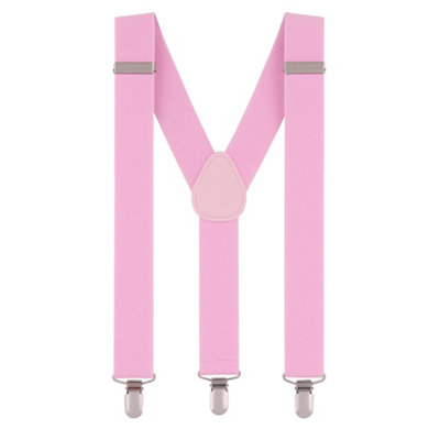 Neel Blue Heavy Duty Men's Suspender BracesClip On BracesBaby Pink