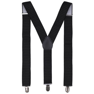 Neel Blue Y Shape Clip On Braces SuspenderBlack & White Dot