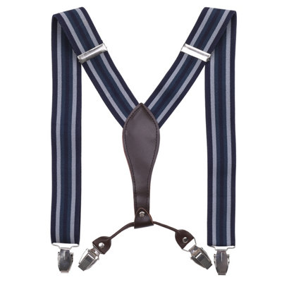Neel Blue Y Shape Clip On Braces SuspenderNavy & Stripe