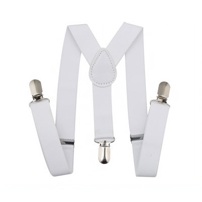 Neel Blue 35mm Y Shape Clip On Braces SuspenderWhite