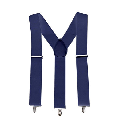 Neel Blue Y Shape Clip On Braces SuspenderNavy from B&Q