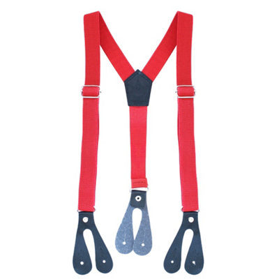 Neel Blue Kids Y-Back BracesAdjustable Button Hole SuspenderRed With Black