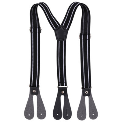 Neel Blue Kids Y-Back BracesAdjustable Button Hole SuspenderBlack With White