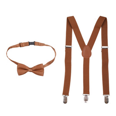 Neel Blue Kids Braces With Bow Tie Set65Cm Y-Shaped Elastic SuspendersBrown