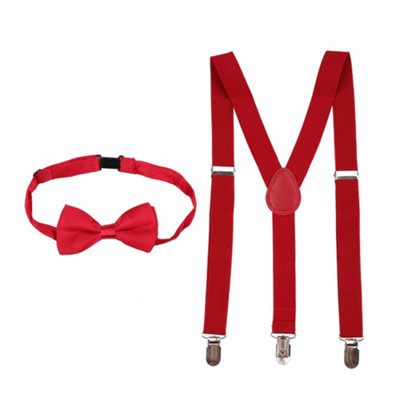 Neel Blue Kids Braces With Bow Tie Set65Cm Y-Shaped Elastic SuspendersBurgundy