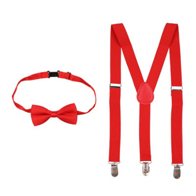 Neel Blue Kids Braces With Bow Tie Set85Cm Y-Shaped Elastic SuspendersRed