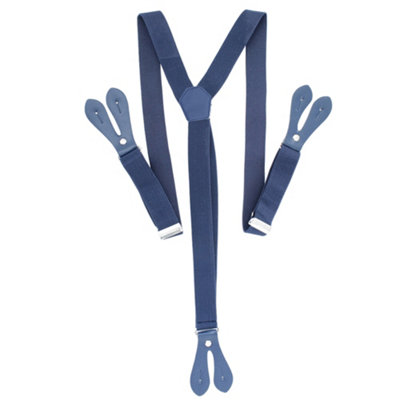 Neel Blue Kids Y-Back BracesAdjustable Button Hole SuspenderNavy