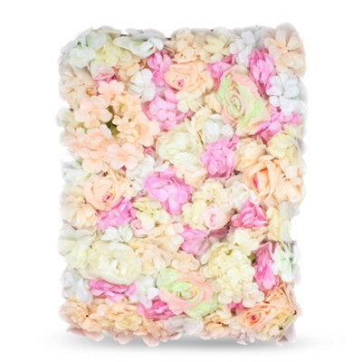 Neel Blue Artificial Flower Wall Backdrop Panel60Cm X 40CmPeachPink & Ivory from B&Q