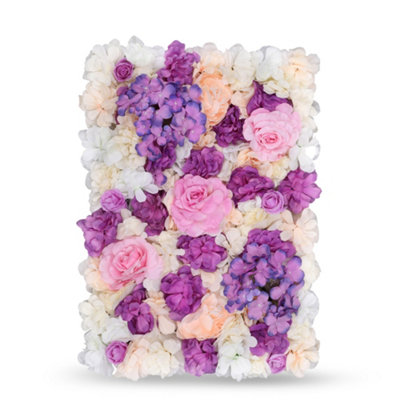 Neel Blue Artificial Flower Wall Backdrop Panel60Cm X 40CmPink & Peach from B&Q