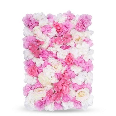 Neel Blue Artificial Flower Wall Backdrop Panel60Cm X 40CmWhitePink &ivory from B&Q