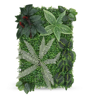 Neel Blue Artificial Green Grass Panel Backdrop60Cm X 40CmTropical Leaf from B&Q