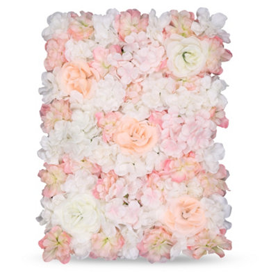 Neel Blue Artificial Flower Wall Backdrop Panel60Cm X 40CmIvory Peach from B&Q