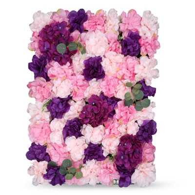 Neel Blue Artificial Flower Wall Backdrop Panel60Cm X 40CmPurple & Dusty Pink from B&Q