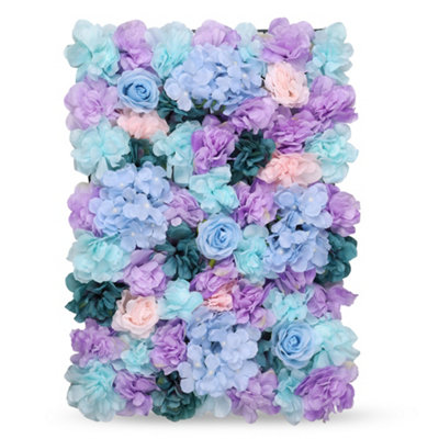 Neel Blue Artificial Flower Wall Backdrop Panel60Cm X 40CmSky Blue & Lavender from B&Q