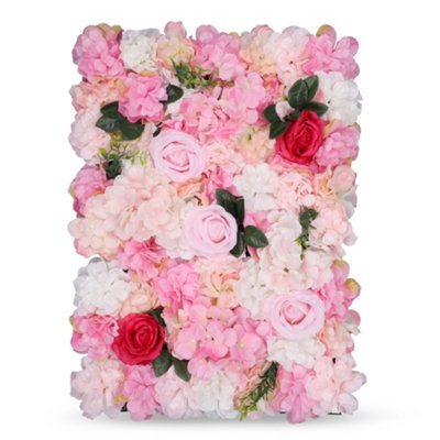 Neel Blue Artificial Flower Wall Backdrop Panel60Cm X 40CmHot Rose Pink With Leaves from B&Q