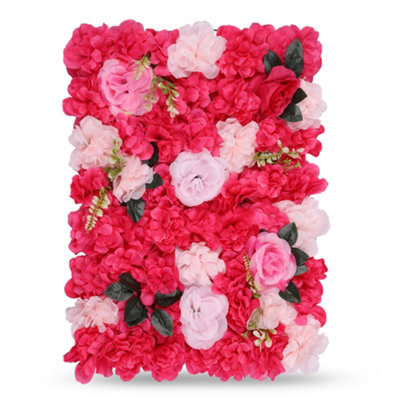 Neel Blue Artificial Flower Wall Backdrop Panel60Cm X 40CmPink With Green Leaves from B&Q
