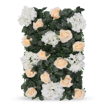 Neel Blue Artificial Flower Wall Backdrop Panel60Cm X 40CmChampagne Roses from B&Q