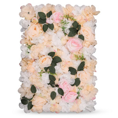 Neel Blue Artificial Flower Wall Backdrop Panel60Cm X 40CmPastella & Poma Roses from B&Q