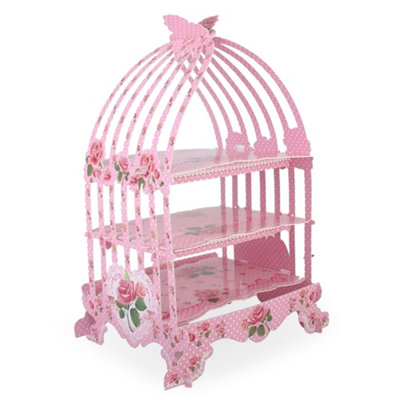 B&Q -  3-Tier Cupcake Stand Birdcage ThemePink